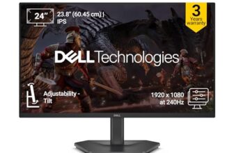 Dell SE2426HG 24″ (Smartchoice) FHD Gaming Monitor | 240Hz Fast IPS | 0.5ms Response | AMD FreeSync Premium | HDR10 | 99% sRGB | Eye Comfort | Tilt Stand | HDMI 2.1 & DP 1.4 Ports | Black