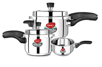 Pigeon By Stovekraft Special Stainless Steel Pressure Cooker with Outer Lid Induction and Gas Stove Compatible 2, 3, 5 Litre Capacity for Healthy Cooking(Special comb pack -IB)