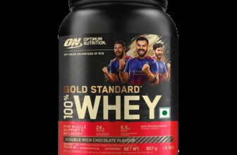 Optimum Nutrition (ON) RCB Limited Edition Gold Standard 100% Whey protein ,primary source Isolate Whey Protein(907 g, Double Rich Chocolate)