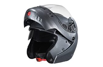 Studds NINJA 3G Flip Up Full Face Helmet with Double Visor (Gun Grey, x-large)