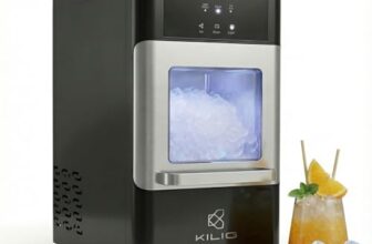 Kilig N01 Countertop Crunchy Chewable Nugget Ice Maker Machine | 20kgs per Day | Auto Self Cleaning Function | Portable Ice Maker for Home/Party/Camping – Black
