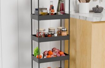 TEX-RO Plastic Storage Rack for Bedroom/Shelf for Bedroom/Bathroom Storage Rack/Trolley for Kitchen Storage/Multipurpose Storage Rack (Black, 5 Layer)