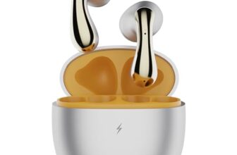 Fire-Boltt Newly Launched Aero Lite TWS Earbuds Custom EQ Wireless Bluetooth 5.4 Music & App Support 50H Playtime Fast Charging Case 50ms Low Latency for Gaming Touch Controls Ivory Gold