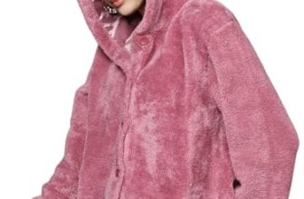 SASSAFRAS Pink Faux Fur Front Button Hooded Jacket