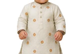 Gauri Laxmi Enterprise GLE® Rayon Blend Embroidered Kurta for Boys (3-4 Years) (in, Age, 3 Years, 4 Years, Regular, Off White)
