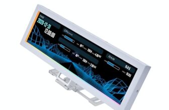 Lian Li 8.8″ Universal Screen (US88v1) for PC – Adjustable Mounting for Any Computer Setup – Customizable ARGB Frame – PC Temperature Display Panel – LCD Screen Disply – Mini Monitor – SM088W (White)