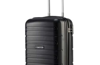 SNITCH Loop Cabin Size Black Polypropylene Hard Travel Suitcase – Trolley Bag Small & Luggage with 4 Wheels, Secure Lock & Free Shoe Bag