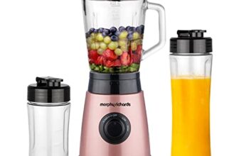 Morphy Richards Blendexpert 400 W Powerful Copper Motor, 25000 Rpm, 2 Smoothie Jars With Flip Lid Top, Stainless Steel Body, Rose Gold, 400 Watt