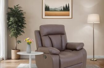 Peachtree Carrera Manual Recliner for Living Room, Metal Mechanism & Mango Wooden Frame | 3 Year Warranty | Velvet Fabric Sofa for Hall, Office | Padded Armstyle