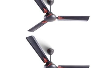 LONGWAY Creta P2 1200 mm/48 inch Ultra High Speed 3 Blade Anti-Dust Decorative Star Rated Ceiling Fan (Smoked Brown, Pack of 2)