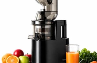 IRIKO Cold Press Juicer, Slow Juicer with Wide Feed Chute, BPA-Free, Stainless Steel Filter, Safety Lock, Low Noise, Easy to Clean,