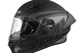 SMK Stellar Sports Stage Full Face Helmet with Pinlock Fited (Ma262)-L, Black