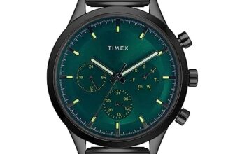 TIMEX Analog Watch for man with Green Round Dial & Black Stainless Steel Mesh Bracelet Band Water Resistant Men’s Wrist Watches – TWHG03SMU25