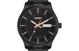 TIMEX Analog Watch for man with Black Round Dial & Black Stainless Steel Bracelet Band Water Resistant Men’s Wrist Watches – TWEG20803
