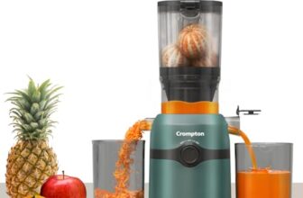 Crompton Ameo Fresh | Cold Press Juicer | 200 W Slow juicing motor | Juicer | Nutri Fresh Technology | Juicing jar | Pulp Collector | Black & Emerald Color | Smart safety lock | 2 years warranty