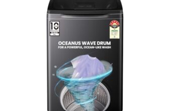 Haier 9 Kg Oceanus Wave Drum 15 Min Quick Wash Fully Automatic Top Load Washing Machine, Dark Jade Silver (ETL90-C8S8)
