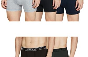 Dixcy Scott Originals Men’s Long Cross Trunk Comfort Fit Solid Innerwear Outer Elastic with Spandex(Black Grey Mel Olive Deep Blue Coffee Brow – Pack of 5 )-95