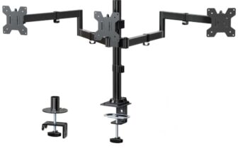 WALI Triple Monitor Mount, Three Desk Mount Fits 13-27in Screens,Holds up to 22lbs, Multiple Monitor Stand with Tilt, Swivel, Rotation, VESA 75×75,100x100mm(M003S), Black