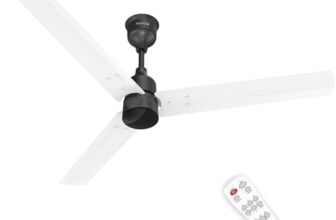 Polycab Wizzy Plus 1200mm 5-Star BLDC, Remote Ceiling fan for Living Room| 55% Energy Saving, 100% Copper, High Air Delivery | 3+1 yr Warranty【Matt White Black】