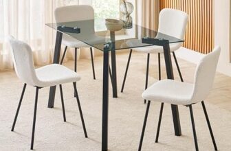 Home Centre | Helios Paul Fabric Dining Chair Set of 4 | Metal Frame | White | 1 Year Warranty