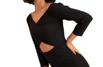barcino Black Rib Side Slit Wrap Neck Cut-Out Midi Dress