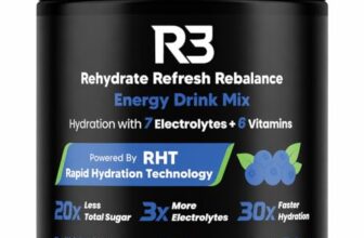 R3 Instant Electrolyte Powder Mix | 500 mg Sodium 2:1 Na:K | 7 Electrolytes Na K Mg Ca Cl Zn SO4 | Fast Dissolve Drink | Workout Hydration & Sustained Boost | Blueberry Flavour | 30+ servings/7.5 Ltr | 200 g