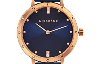 Giordano Analog Quartz Watch for Women with Round Dial, Two-Hand Display, Crystal-Studded Hour Markers and Bezel and Stainless Steel Mesh Strap – A2085