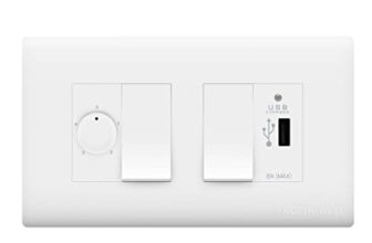 Wipro Northwest (Nowa) Switch Combo of 4M Plate + 1M 6A Switch x2 + USB Charger + 4 Step Fan Regulator, White (Kit 10)