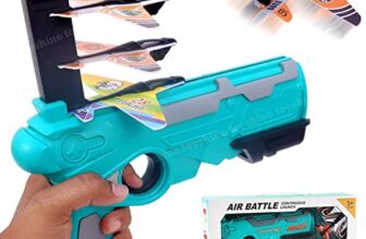 Toyshine Airplane Launcher Toy Catapult Plane Gun for Kids Outdoor Toy, One-Click Ejection, 4 Pcs Glider Foam Planes, Toy Airplanes Birthday Gifts, Multi-Color – B