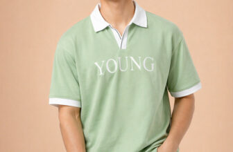 HERE&NOW Printed Men Polo Neck Green T-Shirt
