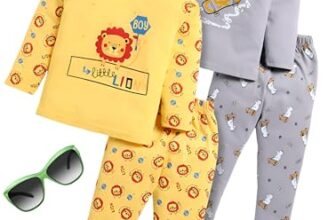 Toonyport Boys and Girls Casual Cotton Blended Top & Pant (Pack Of 2) (Multicolor) (6 Months – 12 Months)