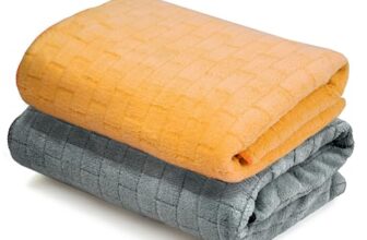Cortina Solid Towels for Bath Set of 2 (70 x 140 cm) 300 GSM Microfiber Bath Towels, Ultra Soft, Highly Absorbent & Quick Dry for Gym, Beach & Bathroom Towels for Men, Women & Kids (Yellow/Grey)