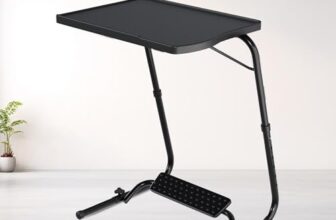 TABLE MAGIC – Multipurpose Height Adjustable Laptop Table Mat Finish, Lapdesk with Footrest Work from Home & Study Desk Picnic Outdoor Tv Tray (Midnight Black, Large, TM Footrest)