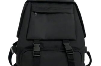 Glowic Black Backpacks for Men & Women | Stylish, Durable, Multi-Pocket Travel & Laptop Bags with Buckle Straps (Black)