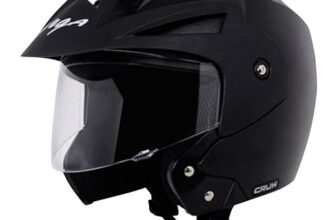 Vega Crux ISI Certified Flip-Up Helmet for Men and Women with Clear Visor(Black, Size:L)
