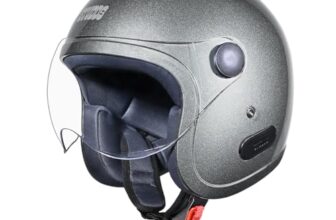 Studds Jet Open Face ISI Certified Helmet with Chopper Visor Gun Grey – M