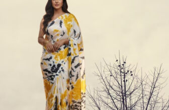 Manshi collection Floral Print Bollywood Art Silk Saree(Mustard)