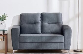 Home Centre | Helios Vive Fabric 2-Seater Sofa | Sofa for Living Room | Solid Wood | Grey | 1 Year Warranty