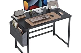 Cubiker Computer Desk, Home Office Writing Study Desk, Modern Simple Style Laptop Table with Storage Bag (32 inch, Black)