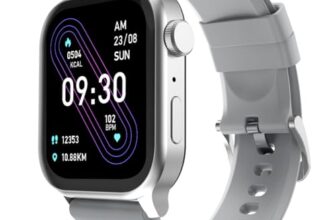 Fire‑Boltt Rise Smart Watch 1.85″ HD Display with Bluetooth Calling, AI Voice Assistant, Rotating Crown, SpO2 & Heart Rate Monitor, 120+ Sports Modes,IP67 Waterproof Smart Watch for Men & Women – Grey
