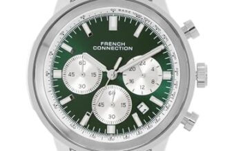 French Connection Sunray Green Round Dial with Stainless Steel Strap Chronograph Watch for Mens – FCN0120SM