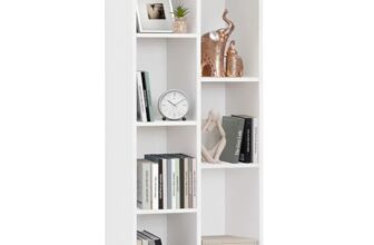 ABOUT SPACE 5 ft Book Shelf – 7 Cubes Engineered Wood DIY Book Rack Multipurpose Book Stand for Home Library Study Room Open Storage Organizer for Bedroom Living Room (White – L50 x B32.5 x H152.5 cm)