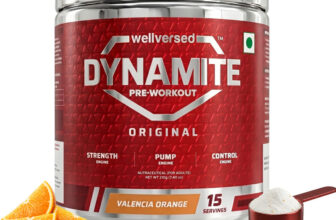 Wellversed Dynamite Pre-Workout (210g, 15 Servings) | Unleash Explosive Energy Pre Workout(210 g, Valencia Orange)