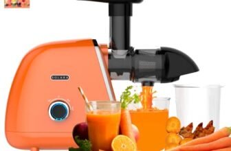 SOLARA Slow Juicer Cold Press Juicer, Easy Clean Cold Pressed Juice Extractor, Juicer for Fruits & Vegetables, 2 Speeds + Reverse Function Masticating Juicer, Recipes Incl, Orange