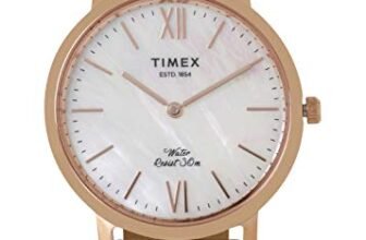 TIMEX Empera Analog Watch for Women with Mother of Pearl Round Dial & Nude Leather Strap Band Water Resistant Women’s Wrist Watches – TWEL12604