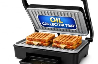 Glen Press Grill Sandwich Maker | Heavy-Duty Ceramic Non-Stick Plates | PFOA & PTFE Free | Healthy Low-Oil Cooking | Non-Toxic Surface | Oil Collector Tray | Strong Safety Handle | 2-Year Warranty