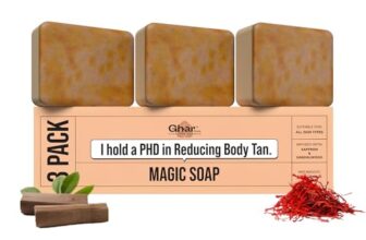 Ghar Soaps Sandalwood & Saffron Magic Soaps For Bath (300 Gms Pack Of 3) | Paraben Free | Chandan & Kesar Bath Soap | Handmade Soaps For Glowing | Skin Brightening Soap For Men & Women