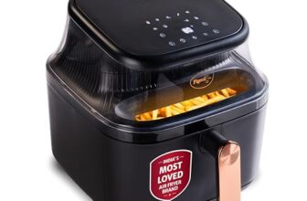Pigeon by Stovekraft Healthifry 5.4L Digital Air Fryer | 1500W |See Through Glass Window|360° Rapid Air Circulation |80% Less Oil |Non-Stick Basket |Touch Control |Auto Shut-Off |2 Yrs Warranty |Black
