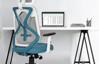 Da URBAN® Merlion Office Chair,High Back Mesh Ergonomic Home Office Desk Chair with 3 Years Warranty, Adjustable Armrests,Adjustable Lumbar Support,Tilt Lock Mechanism (Blue)