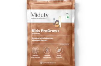 Miduty ProGrow+ Kids Chocolate Shake with Whey, MCT & Colostrum – Supports Growth, Energy, Brain & Immunity – With Active Vitamins, Minerals & Herbal Extracts – Chocolate, 30g